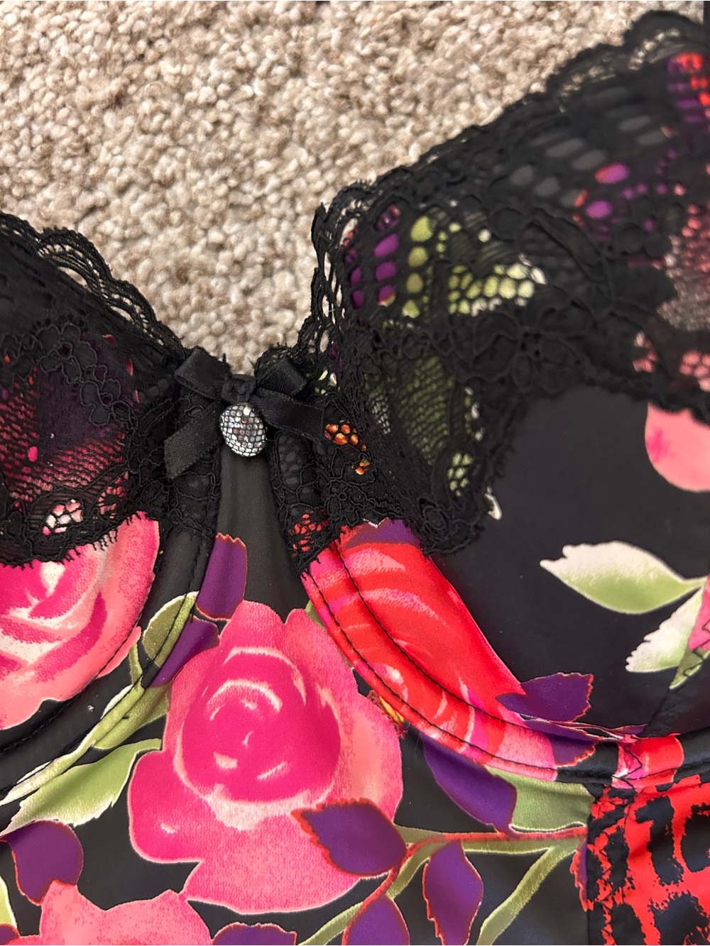 NWOT Victoria’s Secret Leopard and Rose Bustier Push Up Bra. 36B. Sexy. Bold. - Picture 2 of 7